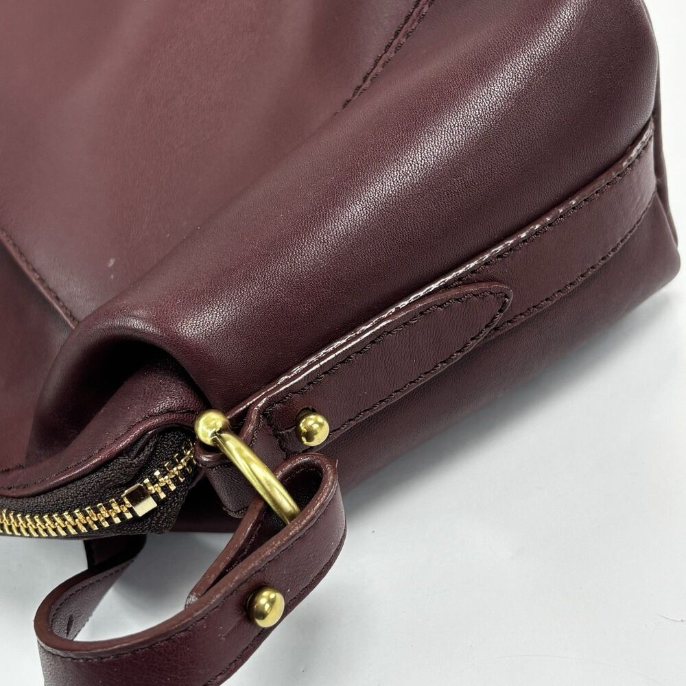 Vintage Brahmin Bag Smooth Burgundy Leather Purse Authentic Gold Ship Logo Soft - Picture 10 of 16